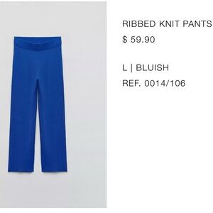 Zara Blue Wide Leg Knit Pants